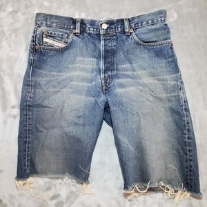 Diesel Industry Denim Division Blue Cut Off Jean Shorts Mens Size 32 Button Fly